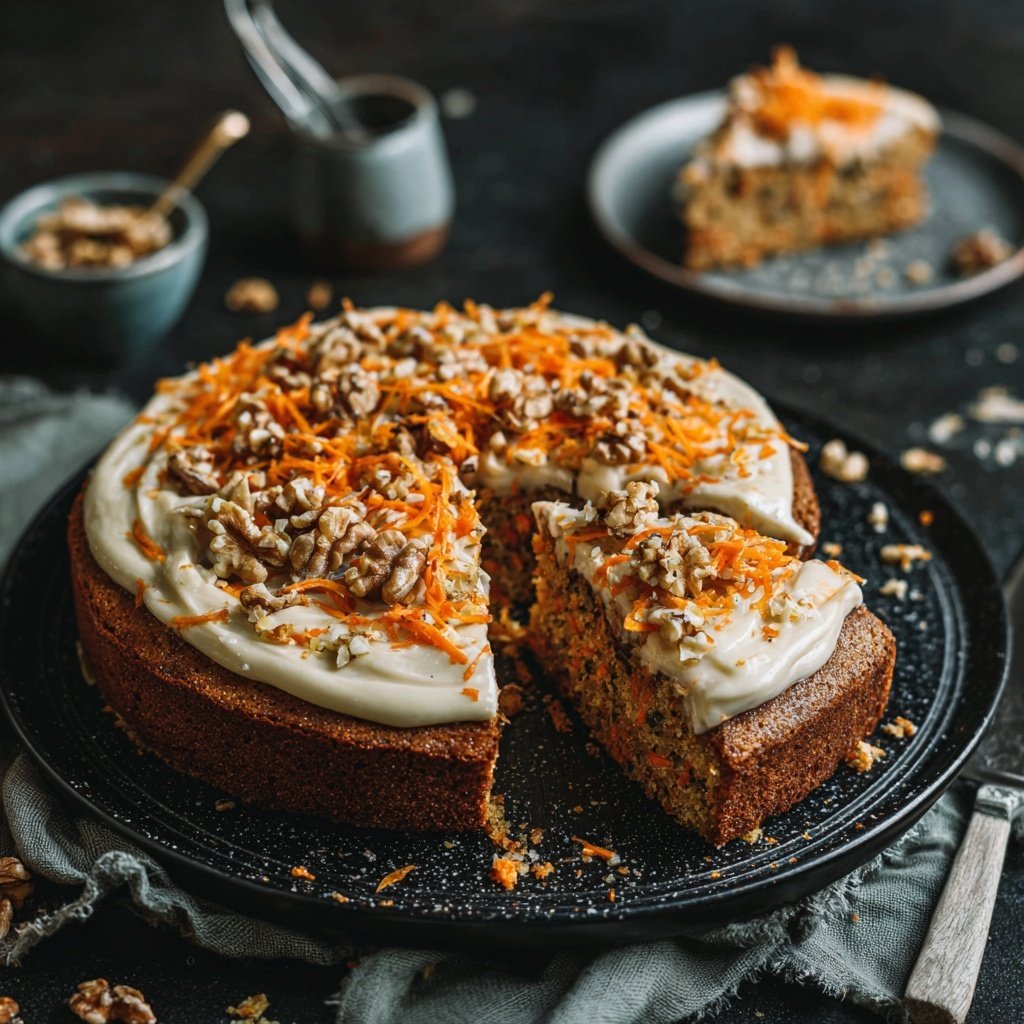 Karottenkuchen Mit Dinkelmehl Und Nüssen