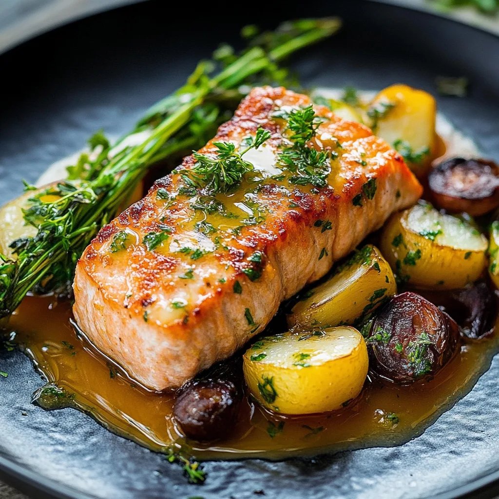 Lachs- und Spargelpakete in Folie mit Knoblauchbuttersauce