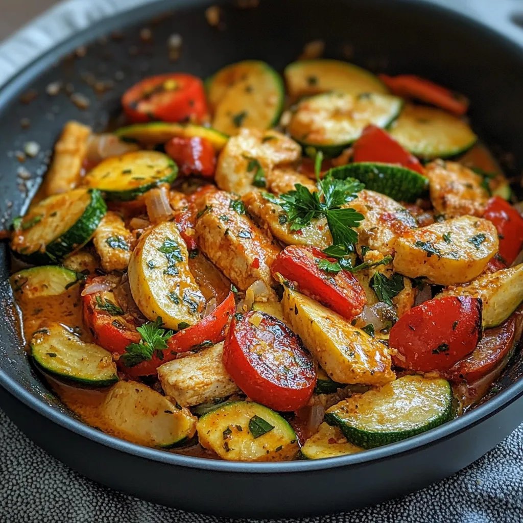 Cremiges Paprika-Zucchini-Hähnchen