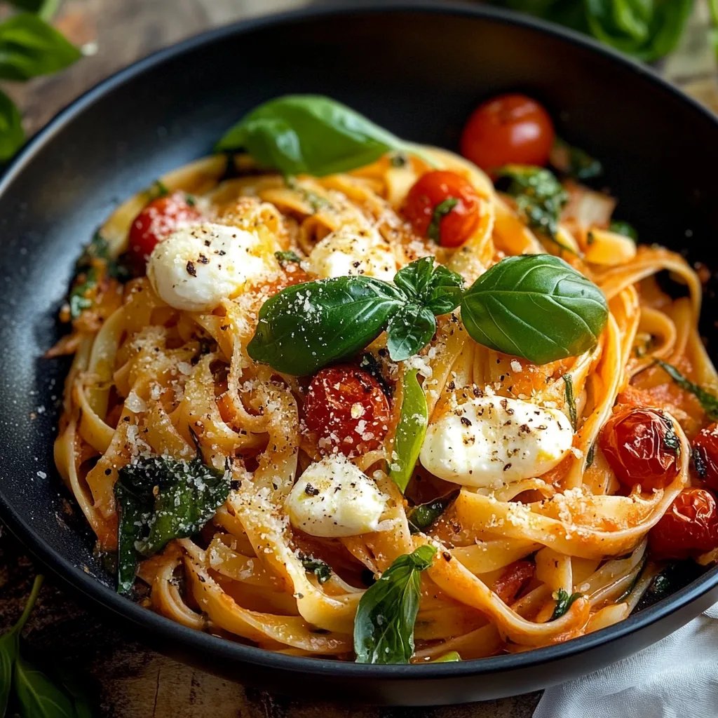 Mediterrane One-Pot-Pasta mit Tomaten, Mozzarella & Zucchini